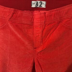 Free People We The Free Bright Red Corduroy Pull-on Flares with Stretch 32 NWT